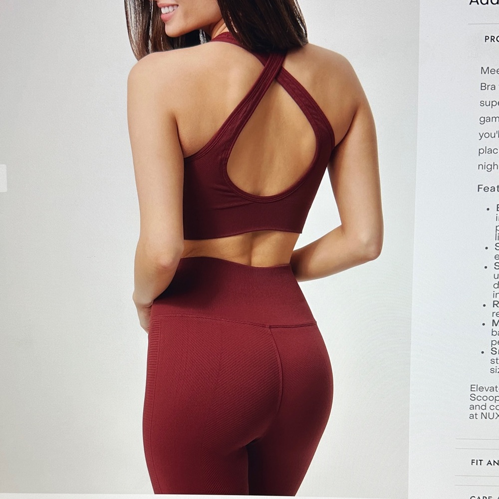NUX set - Women's Burgundy Sports Bra and Leggings Set